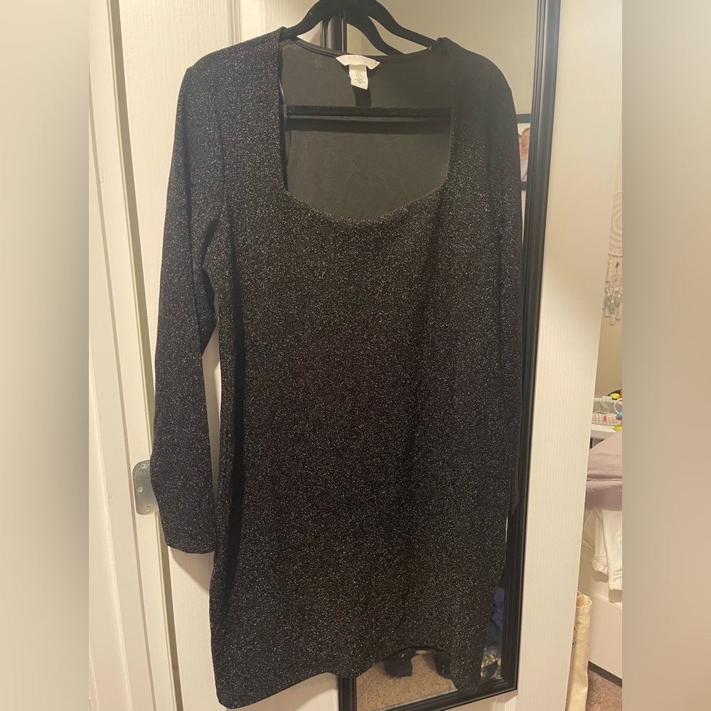H&M Black Sparkle Long Sleeve Dress